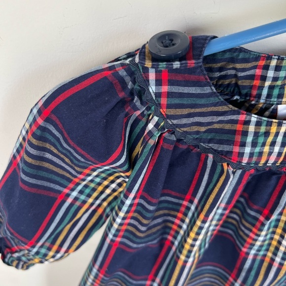 Hanna Andersson Navy & Multicolour Plaid Long Sleeve Dress Girls 3-6 Months Baby - Picture 4 of 7